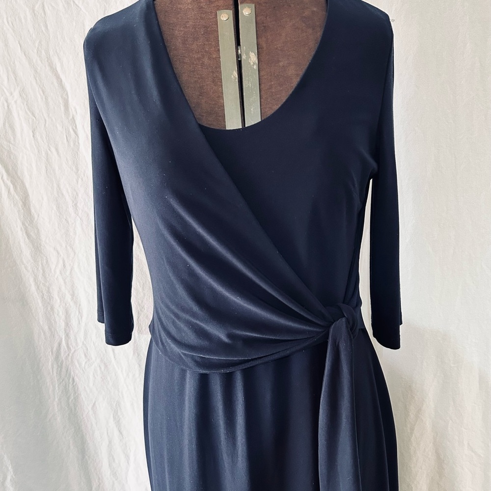 Lauren Ralph Lauren Elegant Navy Faux Wrap Dress size 6